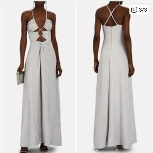 PatBO LUREX SILVER CUT OUT MAXI DRESS SZ 6 US - Picture 2 of 15